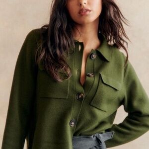 Sezane Betty Cardigan in Perfect Green, Size XS